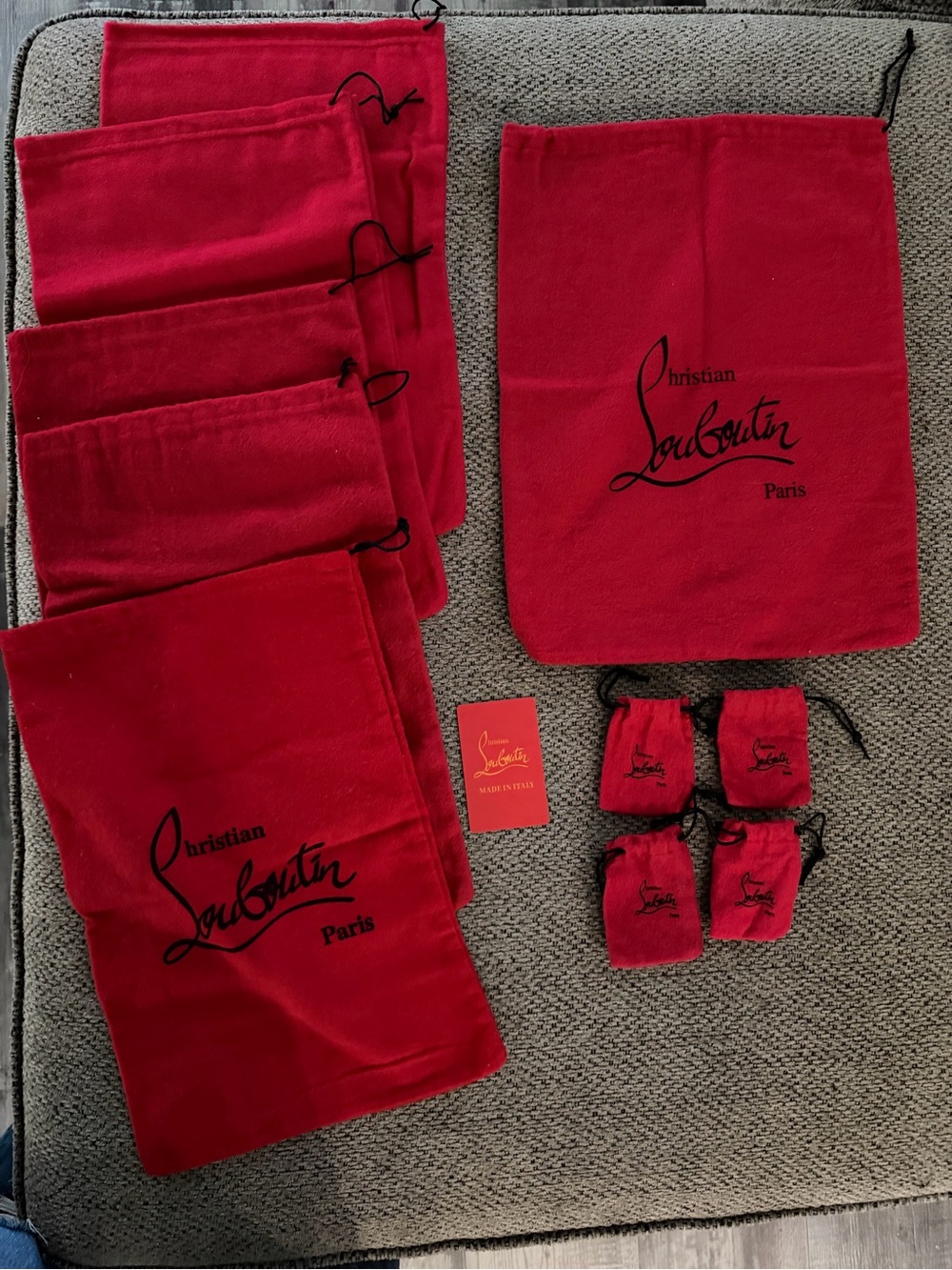 Christian Louboutin Red Drawstring Dust Bag and Pouch Set